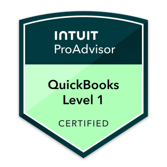 Intuit QuickBooks Online ProAdvisor Level 1 Certified badge